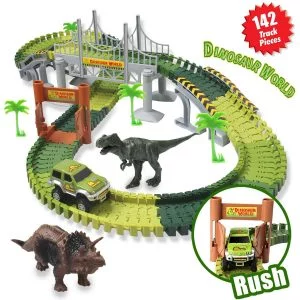 Homofy Dinosaur Toys 142pcs Slot Car Race Track