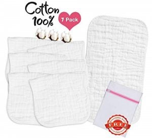 Love My 100% White Cotton Muslin Burp Cloths