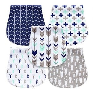 Mii Young Blue Cotton Burping Cloths with Nautical Print