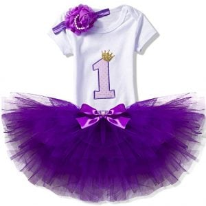 NNJXD Girl Newborn 1st Birthday 3 Pcs Outfits Romper+Tutu