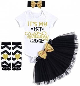 Newborn Baby Girl’s It’s My 1st Birthday Infant Outfits Romper Shiny Printed Sequin