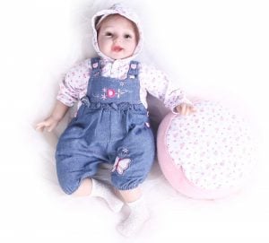 Pompon 22 Inch Life Like Reborn Baby Dolls Girl Vinyl Silicone Newborn Baby Doll Realistic