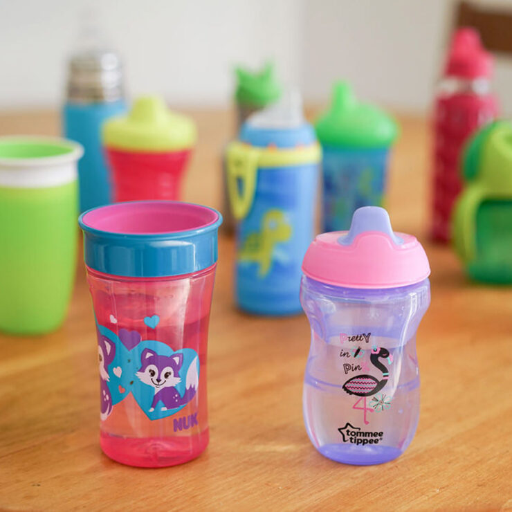 Sippy Cups For Babies And Toddlers And No Spill Sippy Cup With Flex Straw For Kids 3d Rendering Isolated On White Background Image614446360