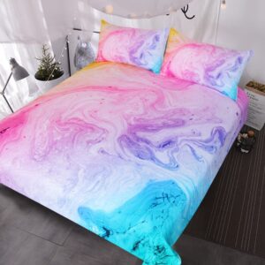 BlessLiving Tie Dye Bed Set Colorful Marble Teen Girl