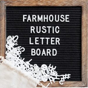 Felt Letter Board with 10x10 Inch Rustic Wood Frame